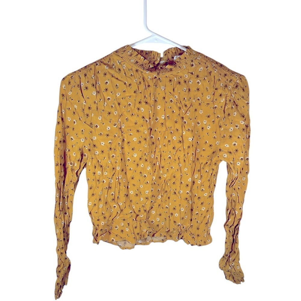 Elodie Floral Mustard Yellow Long Sleeve Blouse